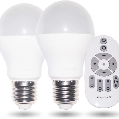Smart Led Light-Bulb Dimmable with Remote-Control E27 9W Light Bulbs Adjustable Color Temperature (Warm/Cool) and Brightness, 2 Pack (2 Bulbs + 1 Remote)